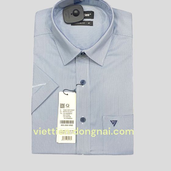 Áo sơ mi việt tiến vạt ngang 